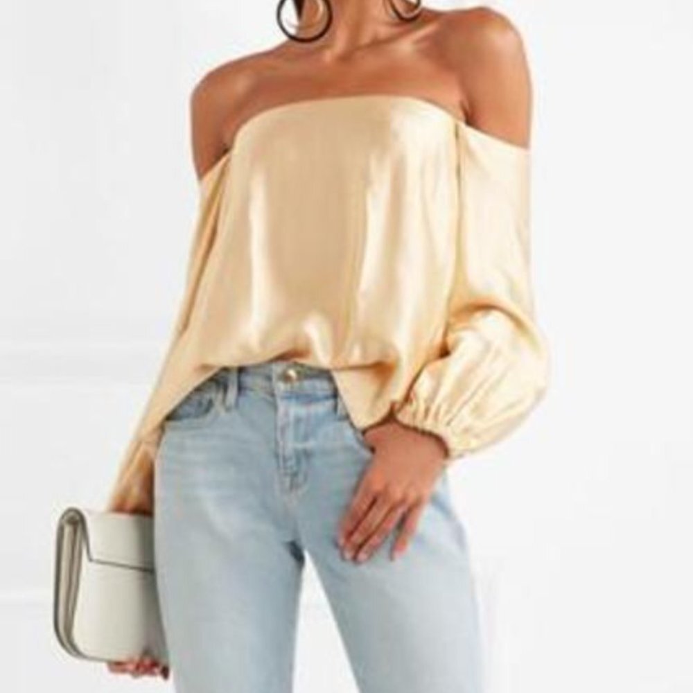Elizabeth and James Nolita Off-The-Shoulder Long Sleeve Blouse NWT XS